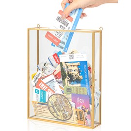 8x10 Travel Shadow Box Frame with Slot on Top, Glass Shadow Boxes Display Case for Loading Memories, Shadow Keepsake Box for Tickets, Wine Bottle Caps, Shells, Stamps and More