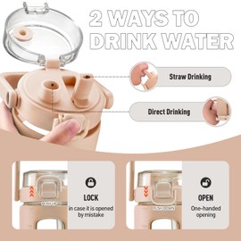 BLUEGO 32oz Glass Water Bottle with Handle and Straw|Leakproof Sports Glass Bottle with Time Marker and Silicone Sleeve|Glass Drinking Bottle for Travel, Gym, Workout, Amber