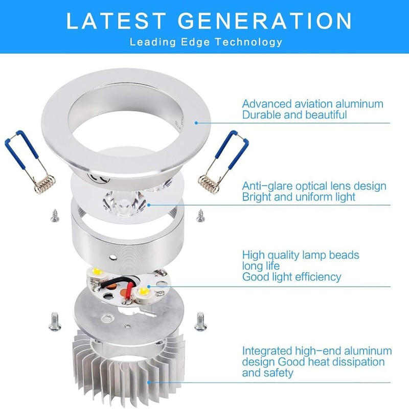 10 Pack,Pocketman 110V 3W Dimmable LED Ceiling Light Downlight,Warm White