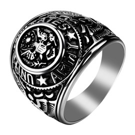 OIDEA Eagles Signet Rings for Men: Stainless Oval Signet Thumb Biker Ring Statement Badge Navy Ring Graduation Party Birthday Jewelry Gift Size 13