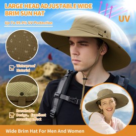 【XXL Oversize &Wide Brim】 Sun Hats for Men【UPF 50+ & Waterproof】 Fishing-Hat Boonie Bucket for Hiking Safari Beach Garden (Green, XXL)