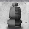 CAR PASS Piping Faux Leather Car Seat Cover Full Set,Grey