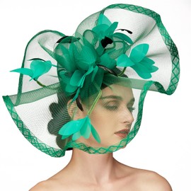 TS Fascinators for Women with Mesh Feather Hair Clip Tea Party Cocktail Special Occasion(Green)