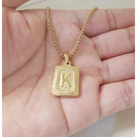 Toogod 18K Gold Plated Letters Necklace K Necklace Pendant with 20'' Chain Hip Hop Alphabet Name Chain for Men Women