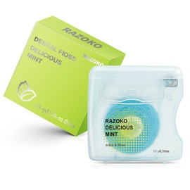 RAZOKO Coconut Oil Infused Woven Dental Floss, Vegan and Cruelty-Free, Mint Scent, 2 Month Supply(33 Yds x 1 Units)