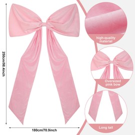 Knitgrip Pink Big Bows Decorations 98.4 x 70.9 Inch Giant Velvet Bow for Party Decorations with Long Streamers for Arch Wall Decor Wedding Bridal Coquette Party Bachelorette Backdrop Supplies