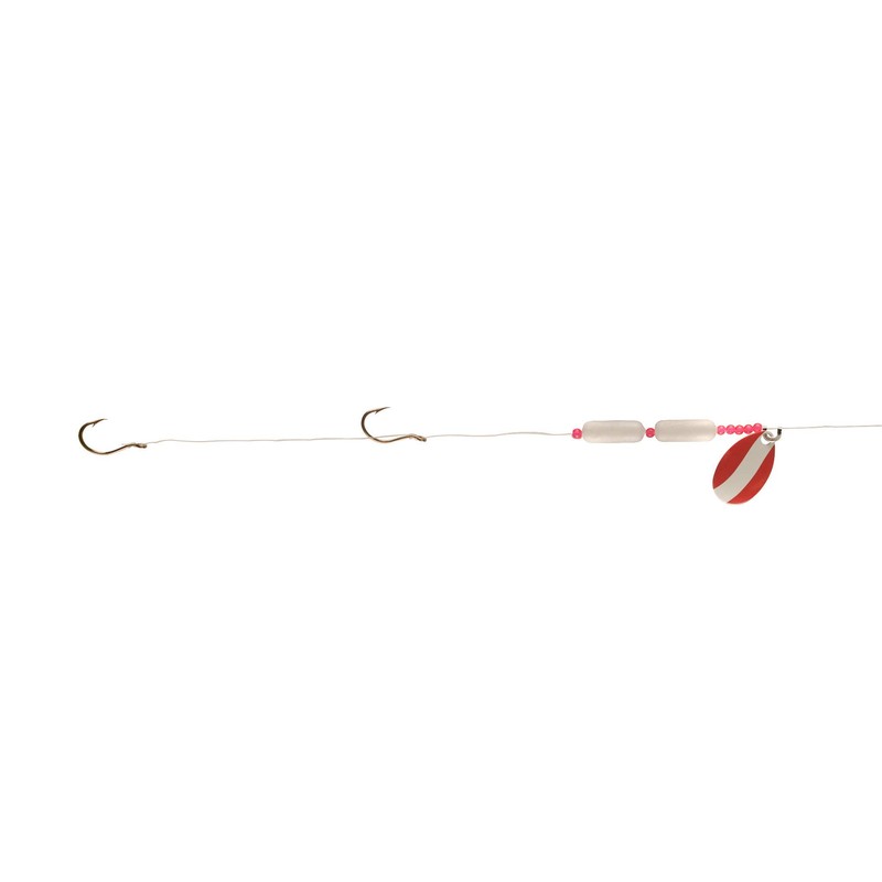 Little Joe Floating Worm Harness - Red-White Blade/White Float, One