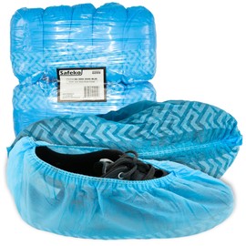 SAFEKO Premium Disposable Boot & Shoe Covers Booties, Durable, Non-Slip, Non-Toxic, Recyclable Protectors, Fits Most Shoes - Blue - Pack of 100 (50 Pairs)