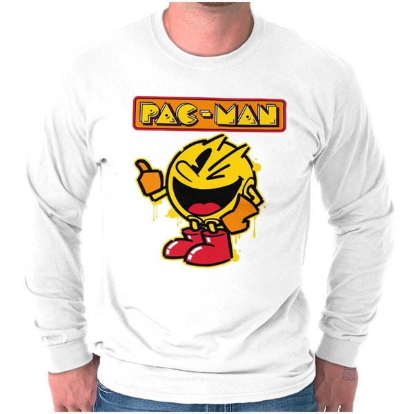 Retro Pacman Video Arcade Game Drip Long Sleeve Tshirt Men