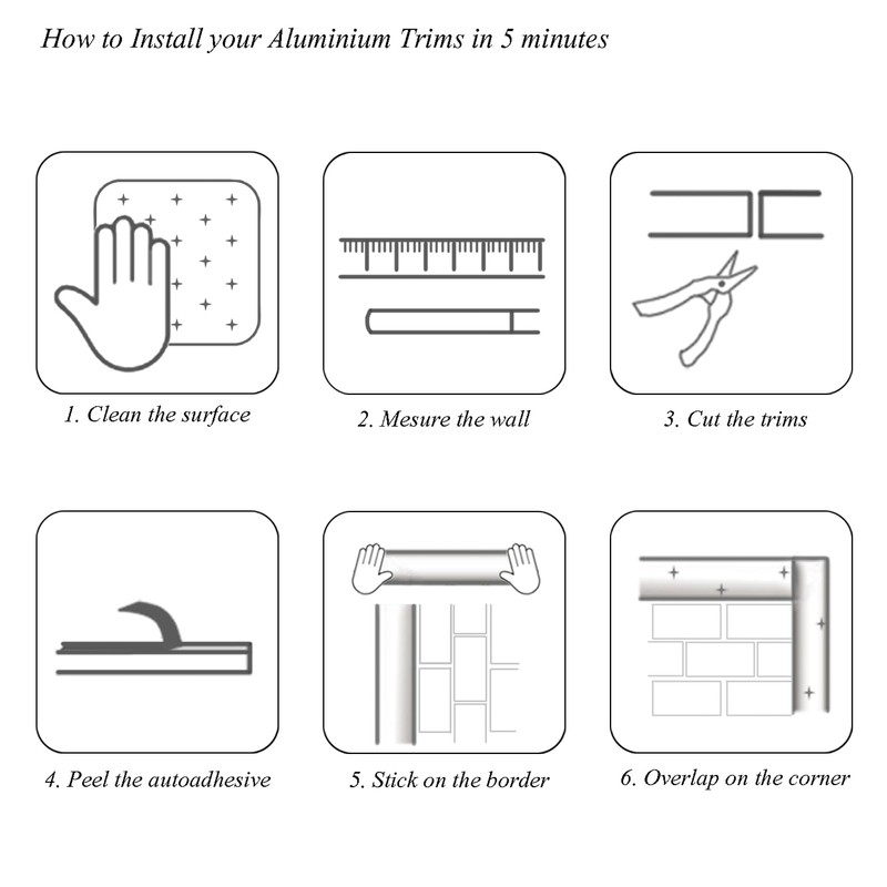 SUNWINGS 10-Pack 12 Inch Peel and Stick Aluminum Tile Trim,