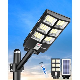 Ofuray 360W Solar Street Lights Outdoor, 20000LM Solar Flood Parking Lot Lights for Outside Commercial Dusk to Dawn with Remote, 6500k Outdoor Solar Lights IP67 for Yard,Barn