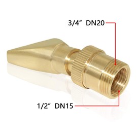 Hooshing Water Fountain Nozzle Spray 1/2" DN15 and 3/4" DN20 Brass Narrow Fan Shaped Water Spray Sprinkler for Garden Pond Amusement Park Museum Copper