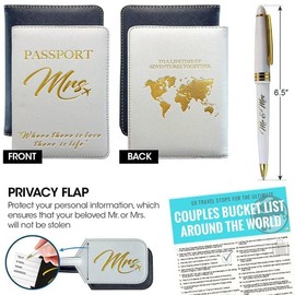 DELUXY Mr and Mrs Luggage Tags & Passport Holder Set - Cool Bridal Shower Gifts, unique 2022 Wedding Gifts for couples, Christmas, Anniversary, Newlywed, Bride & Groom, Honeymoon, Marriage
