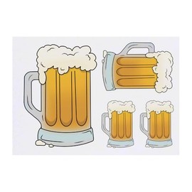 Azeeda 4 x 'Bierkrug' Temporäre Tattoos - Wasserfest, Hautfreundlich & Ungiftig · Transfers in Verschiedenen Größen (TO00082466)