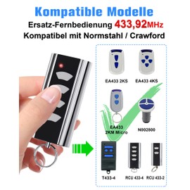 Selridasia Pack of 2 433.92 MHz Garage Opener for Standard Steel Handheld Transmitter, Garage Door Remote Control Compatible with Standard Steel Crawford RCU433 4K, RCU433-2, RCU433-4