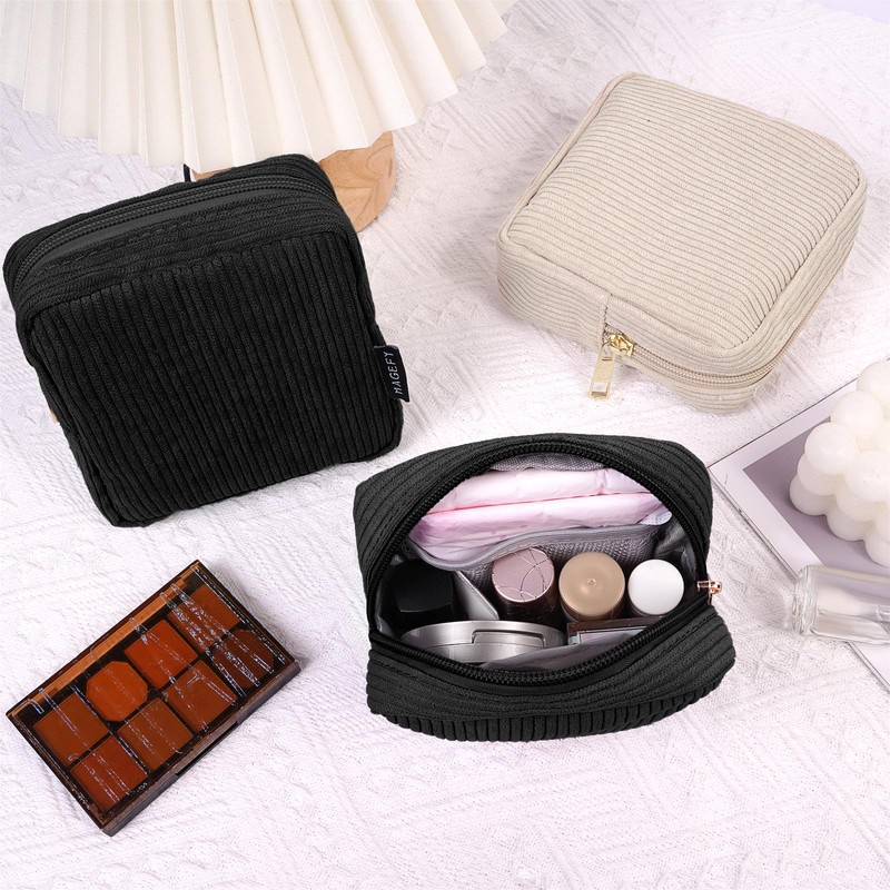 MAGEFY Small Makeup Bag for Handbag Mini Cosmetics Bag Corduroy