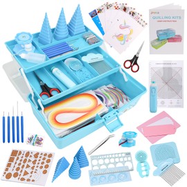 JoyPlus Quilling Kits for Beginners with Manual, 24 Tools & Supplies with Durable Storage Box, Updated Paper Crimper Tool, Premium Husking Board & Electronic Pen Blue