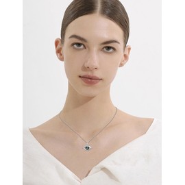 KANNSOAR Tahitian Black Pearl Necklace for Women 18K White Gold Plated Sterling Silver Evil Eyes Pendant Necklace Tahitian Black Pearl Necklace Gifts for Wedding Anniversary Birthday Graduation