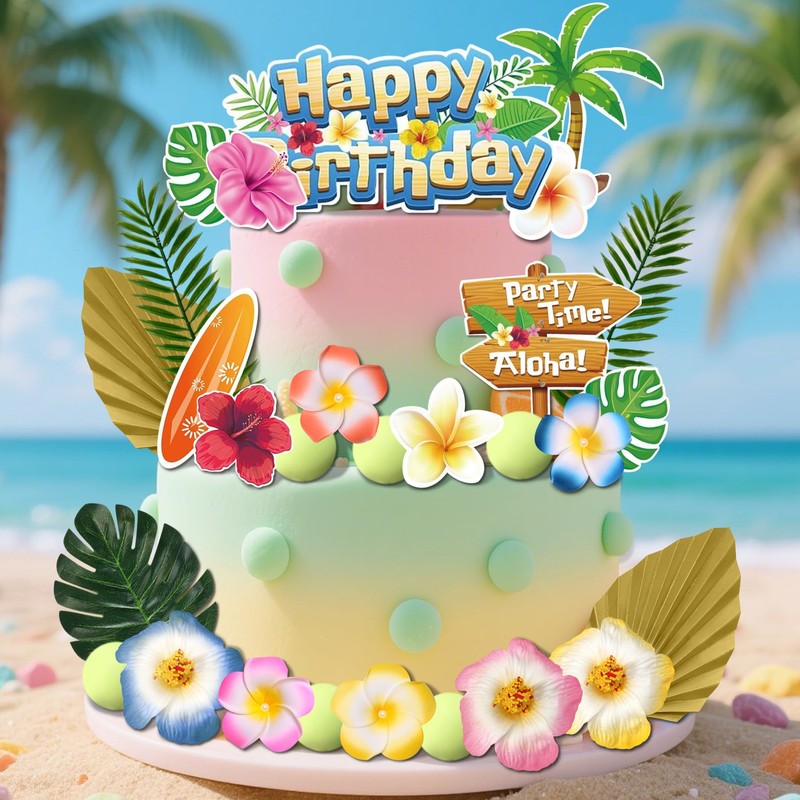 Decoración hawaiana para tartas