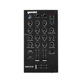 Gemini 2-Channel DJ Mixer w/Bluetooth, Mic EQ, Crossfader Curve Control, Rugged Metal Build, RCA/Balanced Outs, Compact Pro Design (MXR-01BT)
