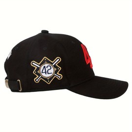 50th Patch, #42 Robinson Baseball Day Men's Baseball Cap, Blue, Black, Adjustable, Curved Brim, Outdoor Sport Hat, Dad Cap, Snaback Sport Outdoors Cap - Color: Black