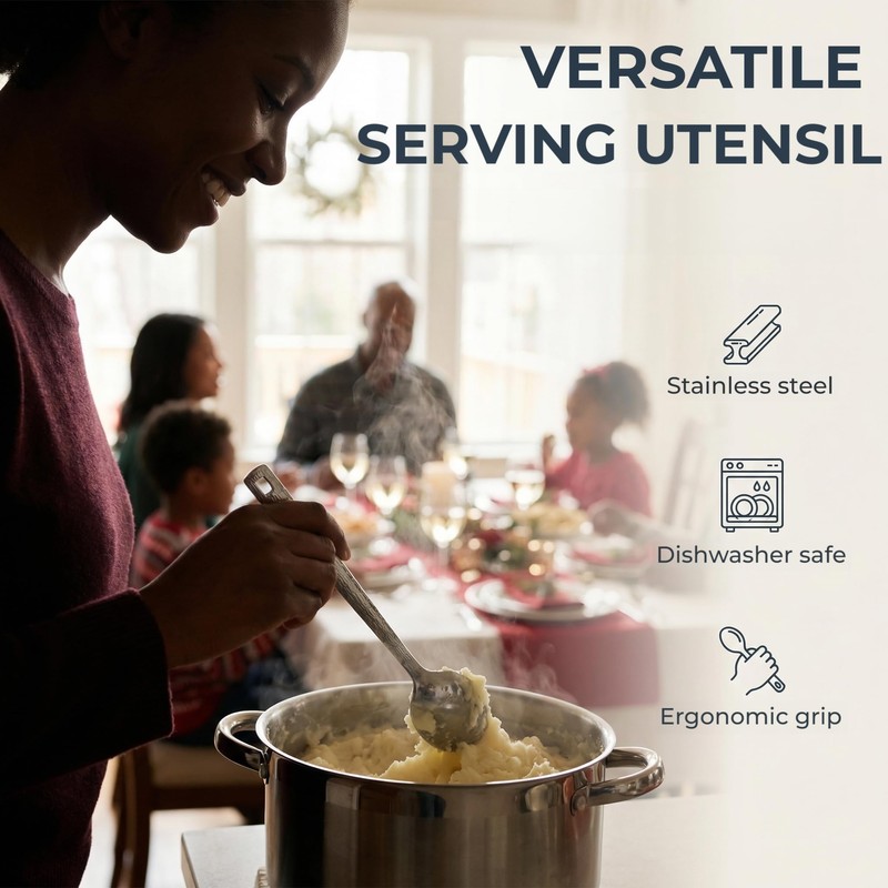 4 Pack Stainless Steel Serving Spoons, 12 Inch Large Buffet