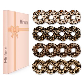 Mirlern 16-Piece Velvet Scrunchies for Women & Girls, No Damage Elastic Big Hair Ties Cute Soft Ponytail Holders Hair Bands for Thin Thick Hair Accessories (Leopard Print-C)