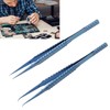 2 Pcs Fine Tipped Tweezers Straight Tip Bent Tip Titanium