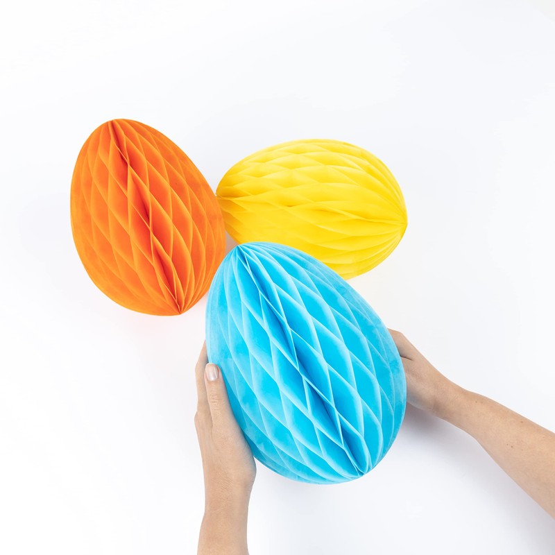 evelay 8 Pack Honeycomb Paper Easter Egg Hanging Decorations Party
