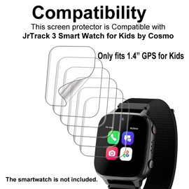 smaate Soft Screen Protector Compatible with JrTrack 3 Smart Watch for Kids by Cosmo, TPU, 6-pack, Full coverage, Bubble Self-healing