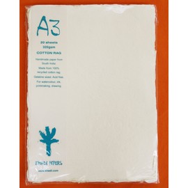KHADI PAPER WHITE RAG PAPER (20 SHEETS) PACKS A3-2W 320 GSM 12" X 16.5"