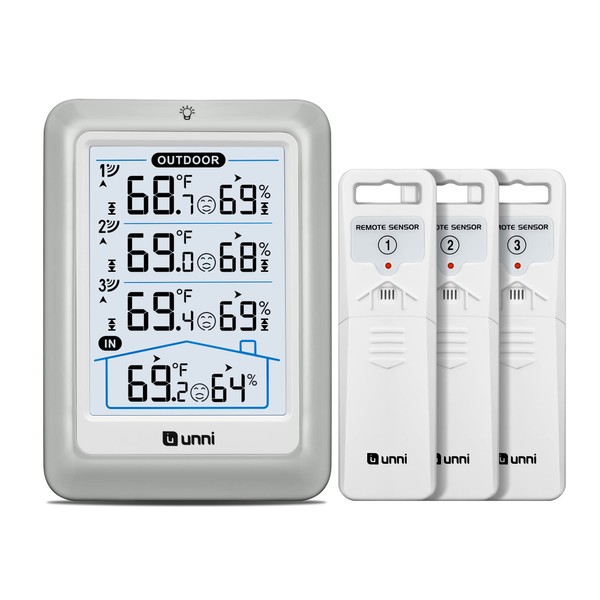 Indoor Outdoor Thermometer Wireless, 4.5 Inch Display Digital Hygrometer Thermometer