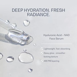 Ácido hialurónico + suero facial NAD, hidratación profunda y luminosidad, cuidado de la piel antioxidante, ligero, de rápida absorción, para todo tipo