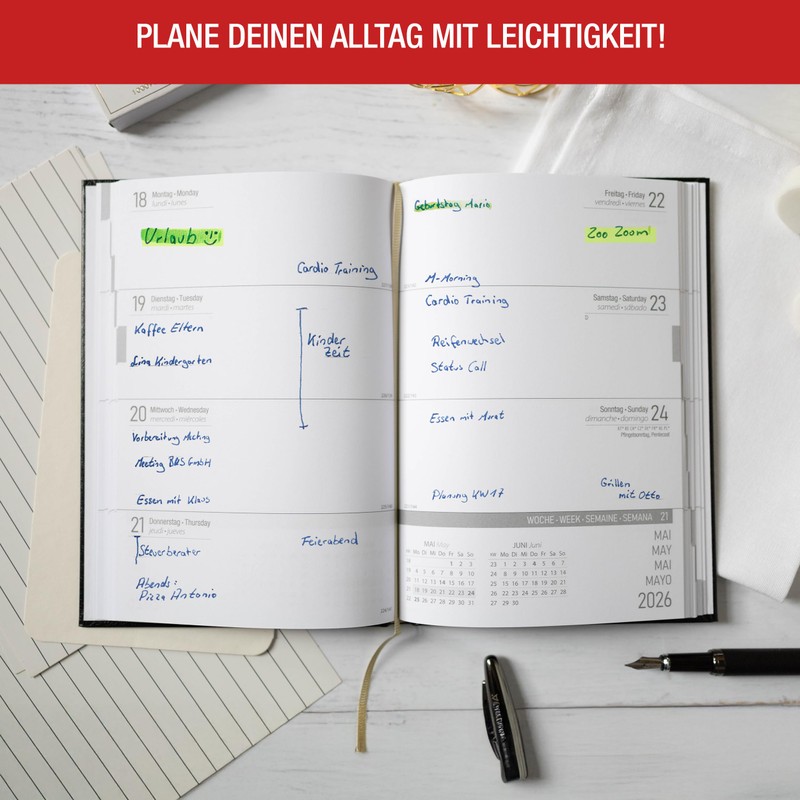TOBJA PlanWise Book Calendar 2026 A5 - Diary with 1