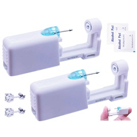 Ear Piercing Kit, SLVIEKAE Self Ear Piercing Gun Disposable Ear Piercing Gun Kit Tool 2Pcs White (3mm)