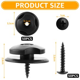 LOPYXBR Pack of 50 Tarpaulin Buttons with Screws, Round Tarpaulin Hooks Trailer Black for Car Trailer Side Wall, Trailer Accessories for Attaching Trailer Nets and Tarpaulins