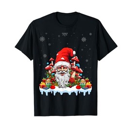 Mushroom Wearing Santa Hat Xmas Holiday Mushroom Christmas T-Shirt