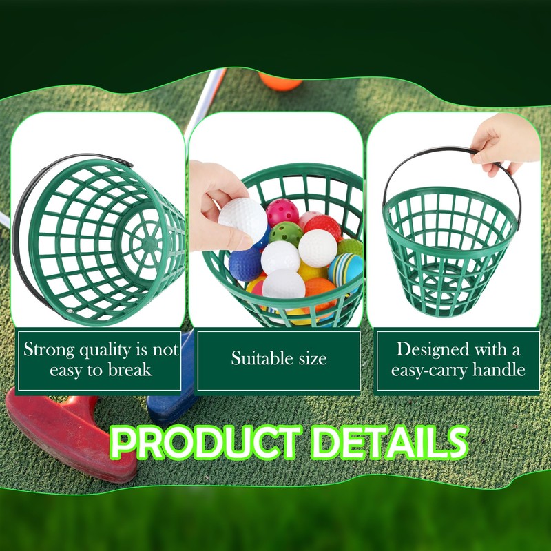 Spaluck 3 Pcs Golf Ball Basket Plastic Golfball Container Green