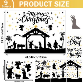 Christmas Window Clings Nativity Scene Window Stickers Jesus Party Decorations Religious Christmas Stickers Decals Christmas Manger Scene Window Decoration Removable Christmas Party Supplies