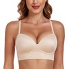Lemorosy Women's Plunge Push Up Bra Seamless Padded Wireless Comfort