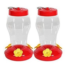Garden Collection Hanging Hummingbird Feeder - 6.75 Inches - 2 Pack, Clear, Red