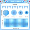 Hortsun 18 Pcs Blue Gingham Party Supplies Include Checkered Pennant