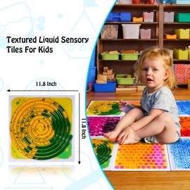 Onyoloy Sensory Floor Lava Tiles: Sensory Liquid Tiles Colorful Liquid Fusion Activity Play Mat, Textured Sensory Lava Tiles, Ages 3 to Adults, Square (Yellow Green) 11.8" X 11.8" 1-Piece Set