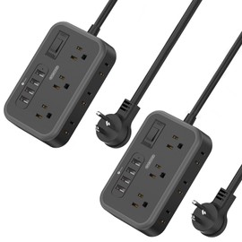 2 Pack Power Strip with 6 Outlets(2 Side) and 4 USB, NTONPOWER Flat Plug Extension Cord 5 Ft, Overload Protection, Wall Mount, Compact Size Charging Station for Office Desk, Nightstand and Travel