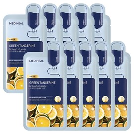 Mediheal Derma Plus Green Tangerine Mask, 1 pack, 10 pcs / 메디힐 더마플러스 청귤 마스크, 1개입, 10개