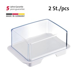 Westmark 208622E3 Fridge Butter Dishes, Plastic, Exclusive, White/Transparent, Transparent