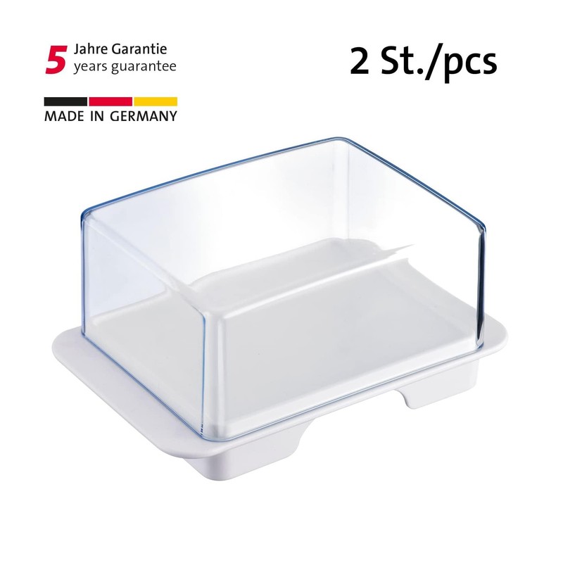 Westmark 208622E3 Fridge Butter Dishes, Plastic, Exclusive, White/Transparent, Transparent