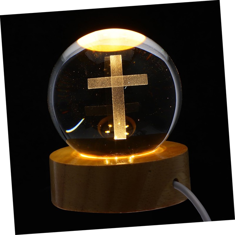 Levemolo Crystal Ball Night Light: Pattern Crystal Ball with Wood