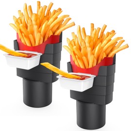 Caishenye 2Pack French Fry Holder for Car, Car Dipping Sauce Holder with Cup, Condiment Car Holder with Cup for Ketchup