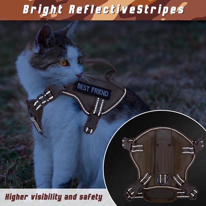 SALFSE Large Tactical Cat Harness Leash, Air Mesh Adult Cat